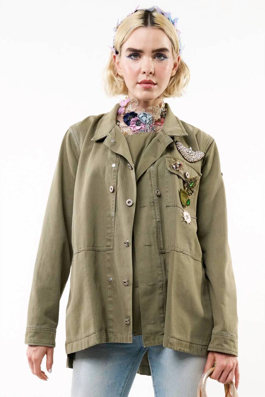 NEW ARATTA army button down jacket in olive